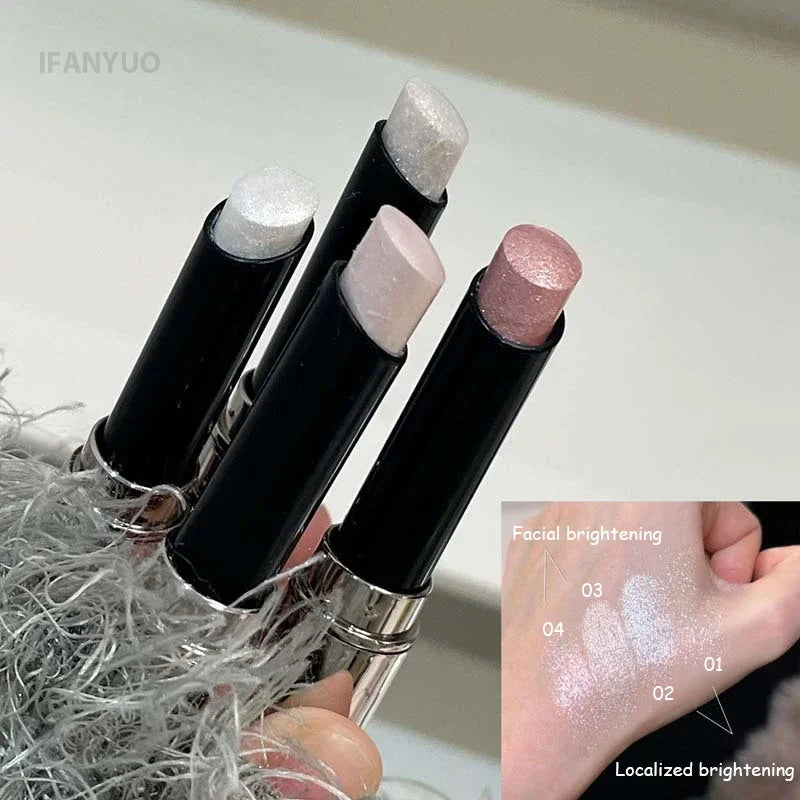 Glittering Highlighter Stick Silver White Lying Silkworm Eyeshadow Pen Lasting Pearlescent Shimmer Face Contour Eyes Makeup Tool Vue