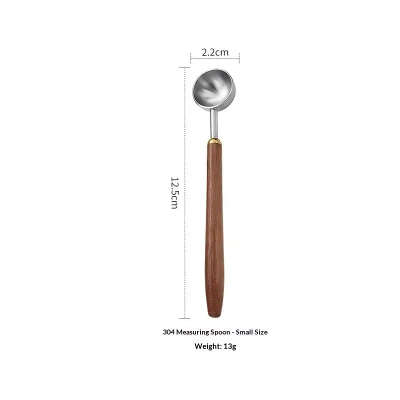 Wood Handle Stainless Steel Coffee Scoop Tablespoon Accurate Measuring Spoon for Coffee Beans Powder Home Cafe Use Vue S