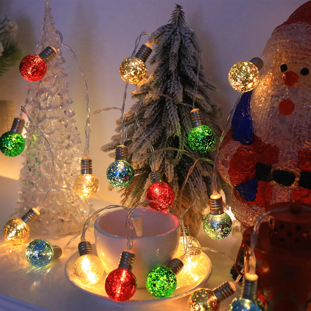 20/10LED Christmas Ball String Lights-Battery-Powered , Round Ball&Colorful Bead Design, for Home/Bedroom/Living Room/Christmas Vue