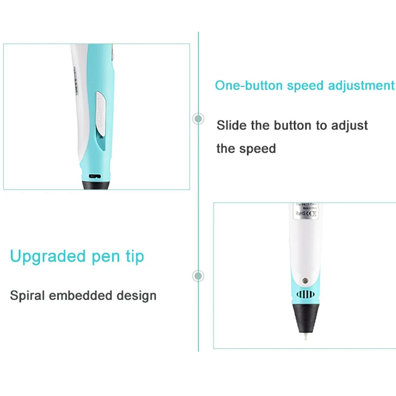 3D Printing Pen Children 3D Pen DIY Drawing Pens PLA Filament Birthday Christmas Boys Girls Gift For Kids With Travel Case Vue