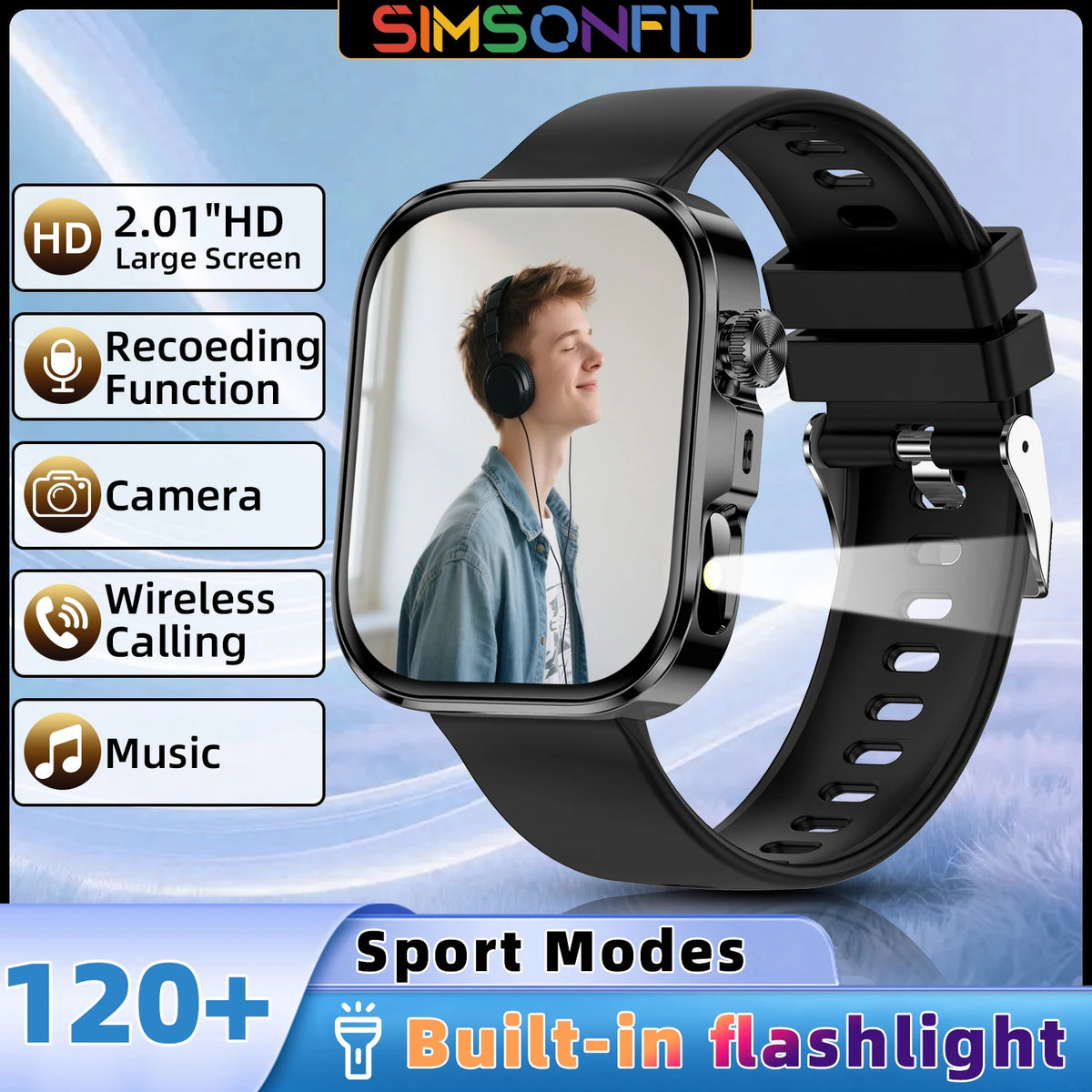 New Fashion Smart Watch for Android/IOS 2.01'Display Voice Assistant Bluetooth Call Phone Answer Sport Fitness Tracker Men Women Vue black Sport smartwatch