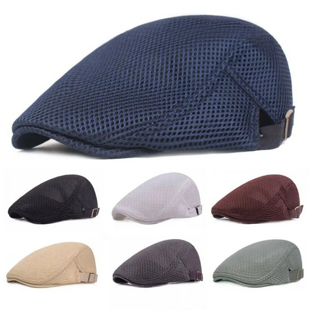 Summer Adjustable Mesh Breathable Peaked Cap Beret Hat Golf