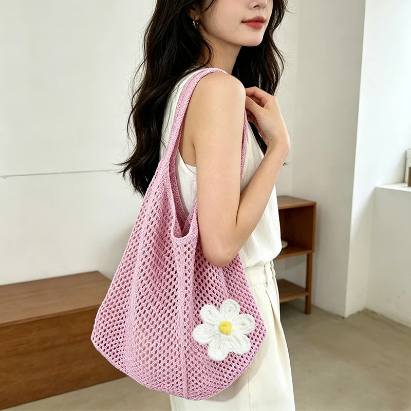 Large Capacity Knitted Single Shoulder Bag Casual Summer Beach