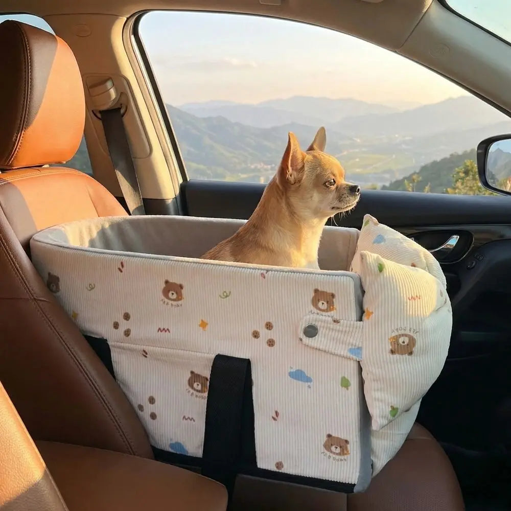 Cartoon Pattern Dog Car Seat Comfortable with Safety Leash Pet Central Control Car Seat Large Capacity Car Pet Seat Cushion Vue