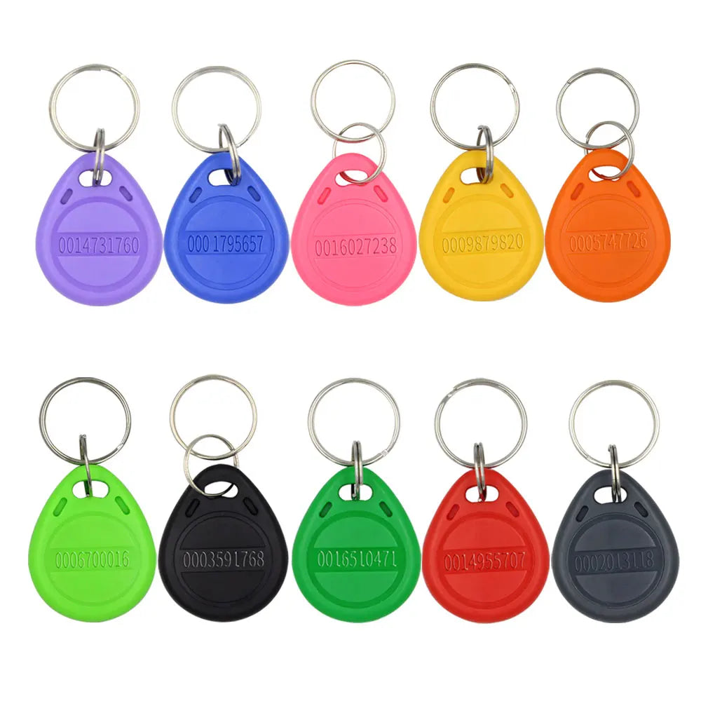 10pcs/Lot 125khz RFID Proximity Keychain Tag Card TK4100 Stickers Keyfob Key Door Entry Access Control KeyChain EM Token Keyfob Vue