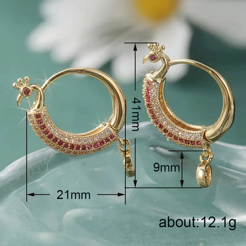 Huitan Cubic Zirconia Geometric Hoop Earrings for Women Hoop Earrings Vue