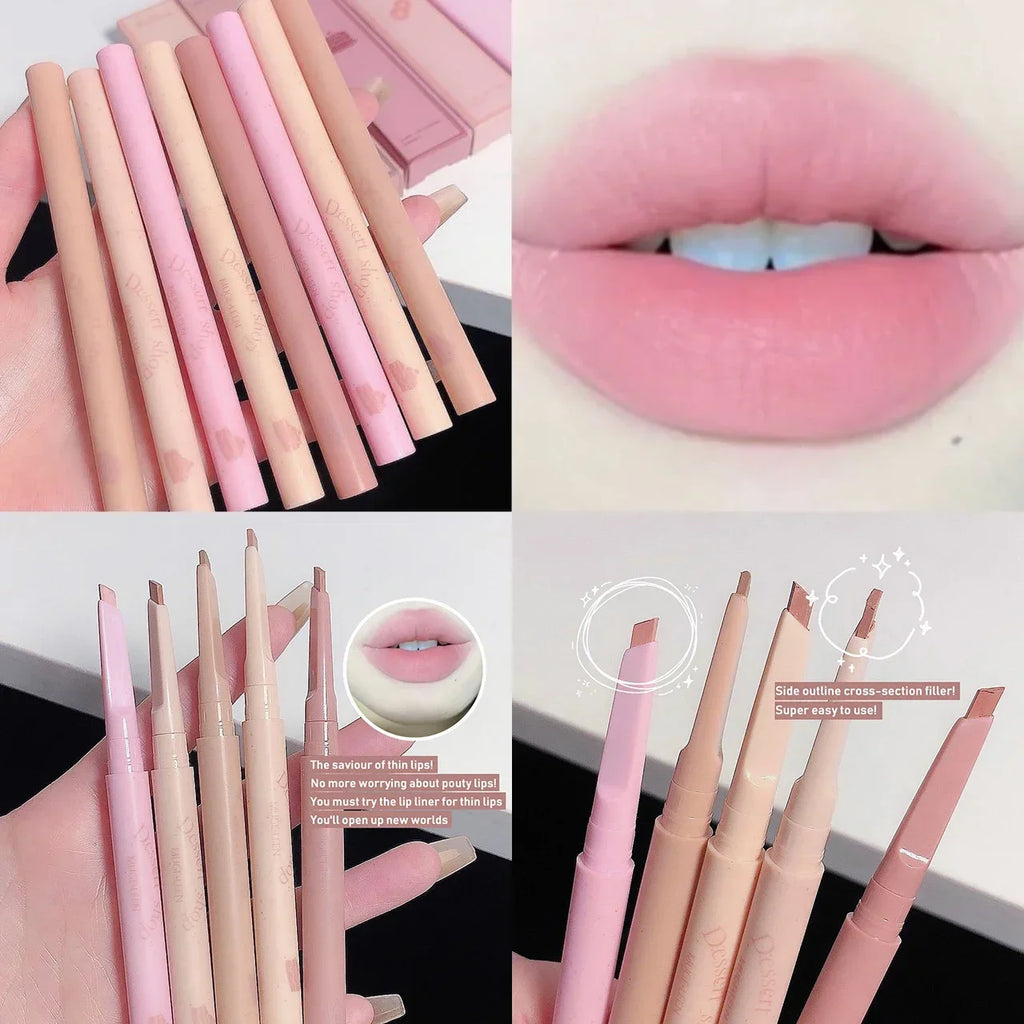 Matte Lip Liner Pen Long Lasting Contour Lipstick Non-stick Waterproof Smooth Velvet Lipliner Pencil Nude Pink Lip Tint Makeup Vue