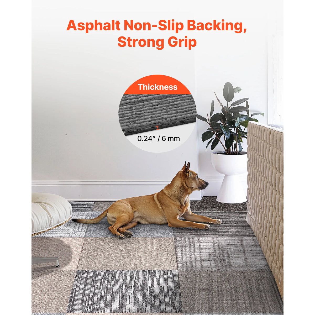 20x20 Inch Carpet Tiles 24 PCS – 66.6 sq ft Indoor Floor Cover Modular Carpet Tiles Vue