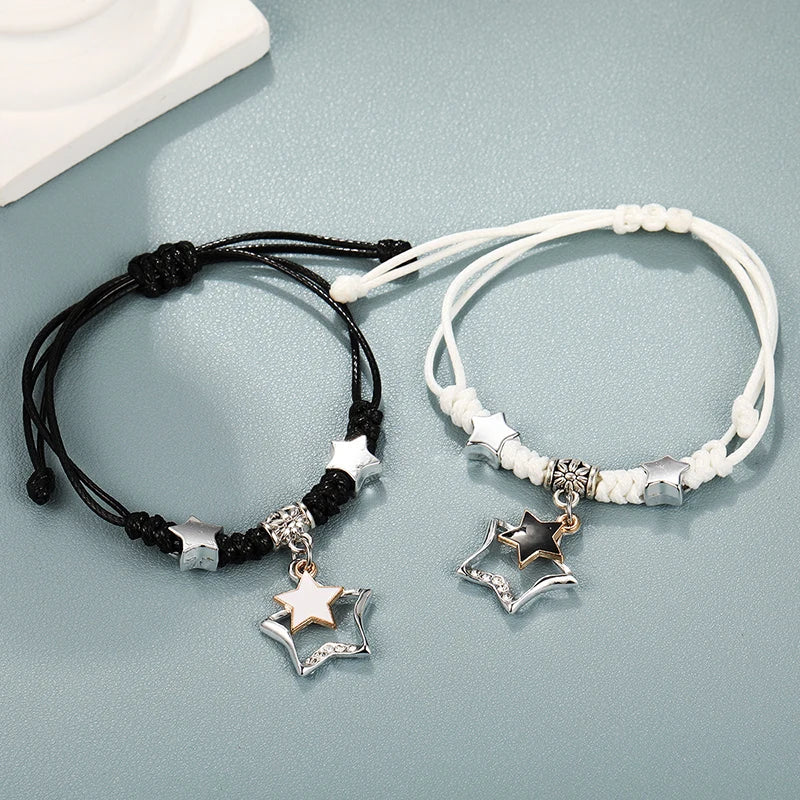 Handmade Woven Pentagram Couple Bracelet with Card, Versatile Hand Rope Gift for Women Vue