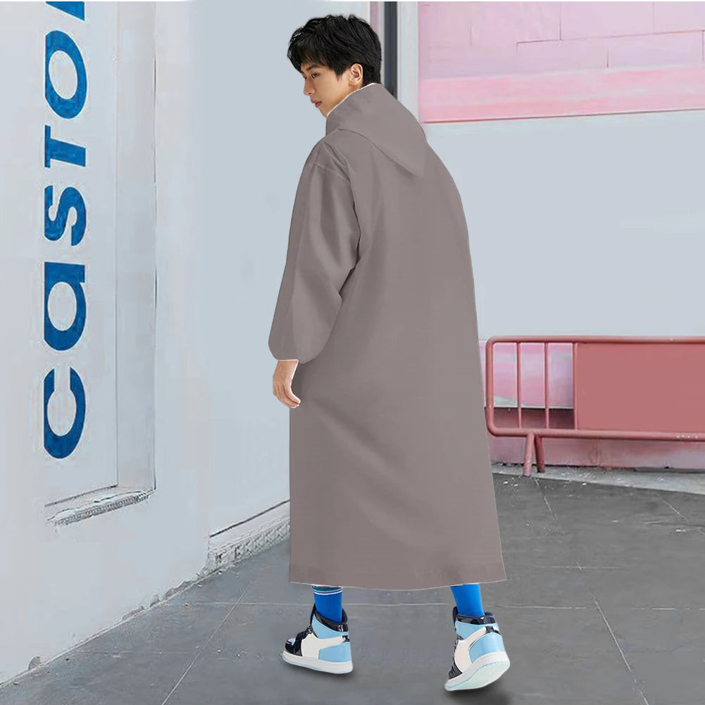 Waterproof EVA Adult Long Raincoat Reusable Hooded Rain Poncho Men Women Rain Coat Jacket for Travel Emergency Rainwear Suit Vue