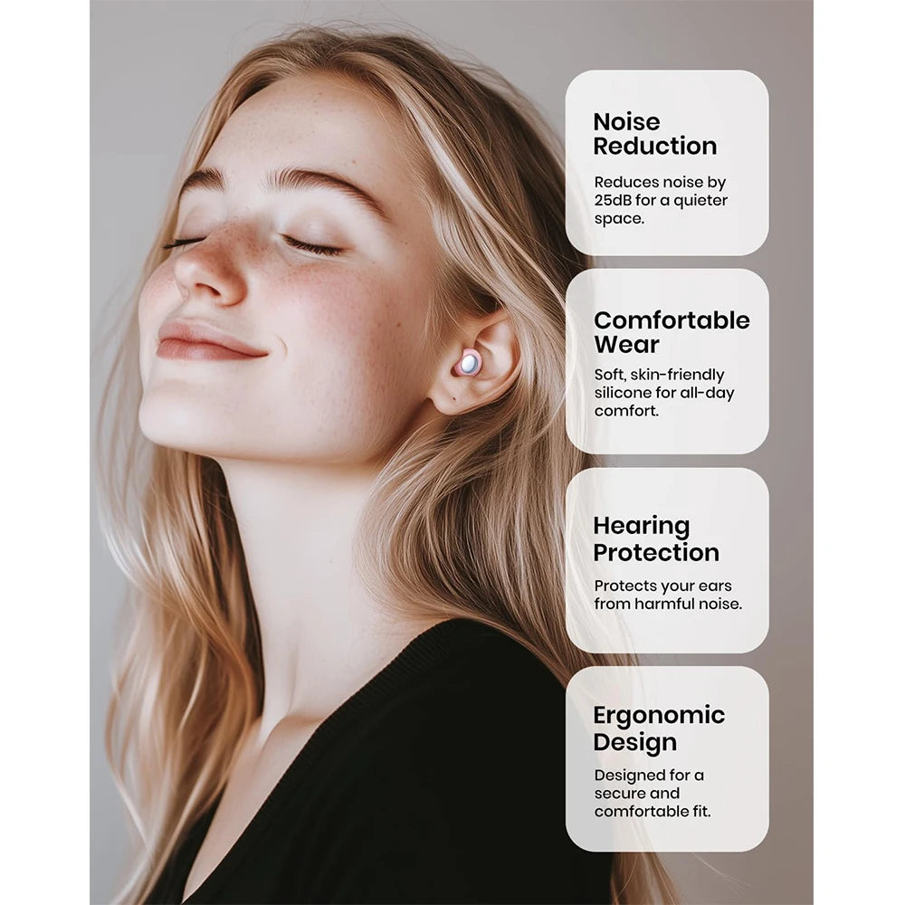 Ear Plugs Sleeping Noise Cancelling 25dB Reduction 8 Tips Reusable Vue
