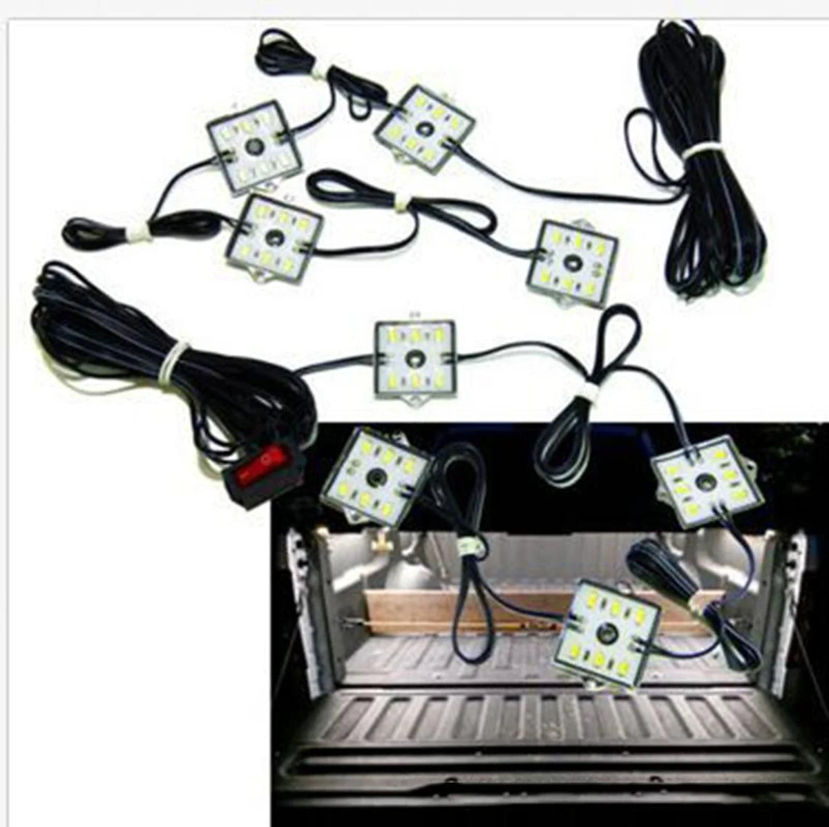 8/10Pcs Universal Truck Bed Trunk Lighting Strip 6000K White LEDs Light For BMW/Toyota/Tundra/Chevy Truck Pickup Vue