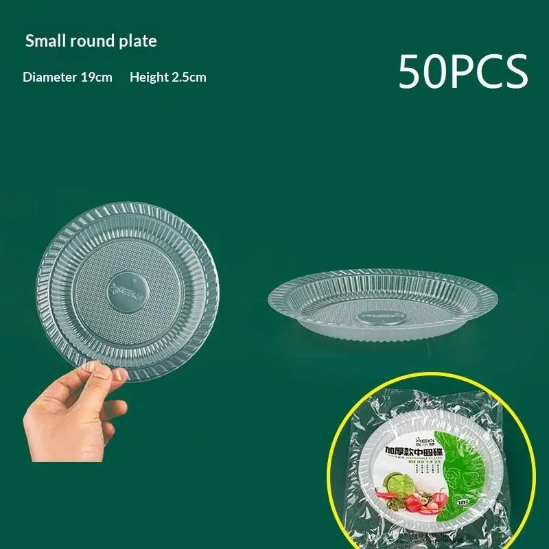 50PCS Disposable Circular Fruit Plates Transparent Plastic Snack Plates Plates Multifunctional Food Home Kitchens〔CC11〕 Vue Round 8inch