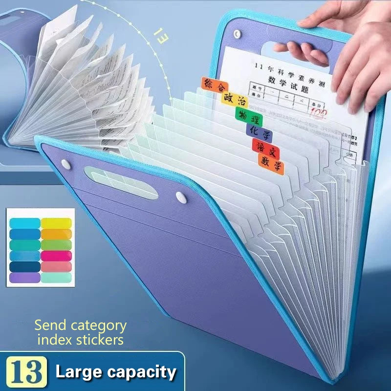 Portable 13 Pocket Folder A4 Letter Size Macaroon Folding File Organizer For Classroom Office And Home Storage Stationery Vue
