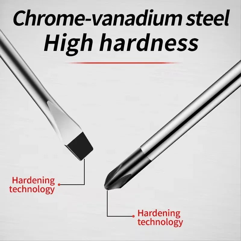 2PCS Magnetic Screwdriver Multifunctional Flat Head Cross Screwdriver Household Basic Anti Slip Manual Screw Drive Tool Vue
