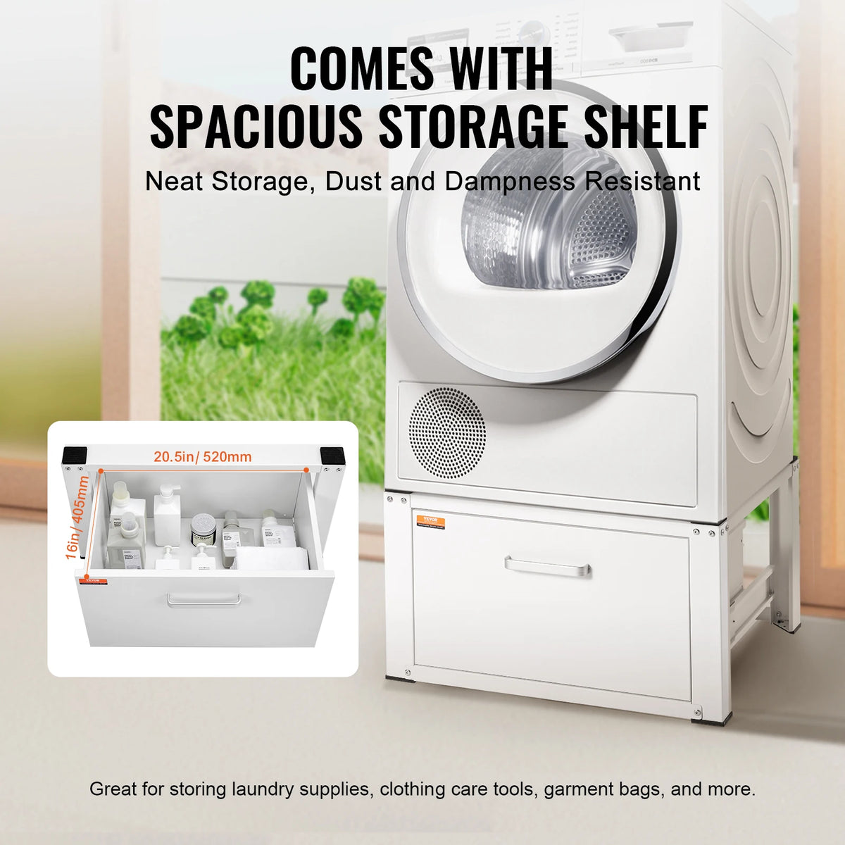 Heavy-Duty Washer & Dryer Pedestal Stand with Storage Drawer Washer Dryer Pedestal Vue