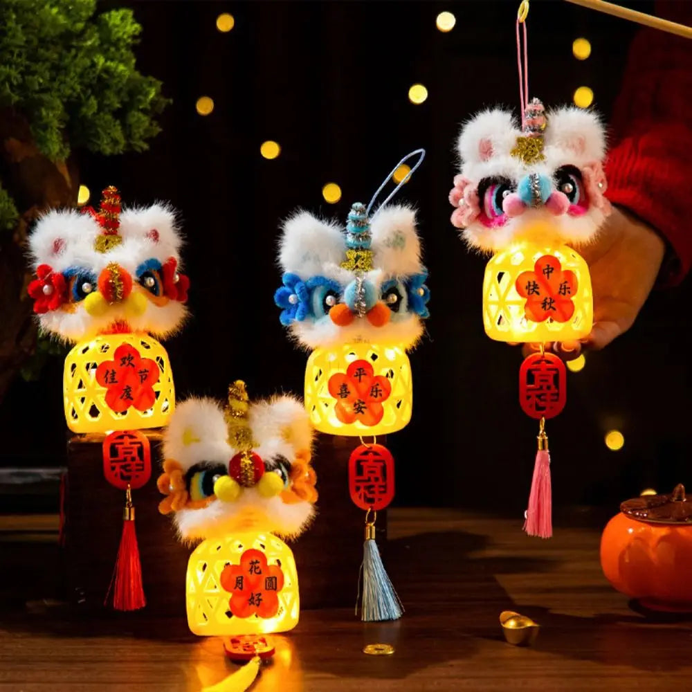 Luminous Mid-Autumn Festival Lantern Lion Dance Ancient Style Children DIY Lantern Material Kit DIY Material Bag Lion Awakening Vue