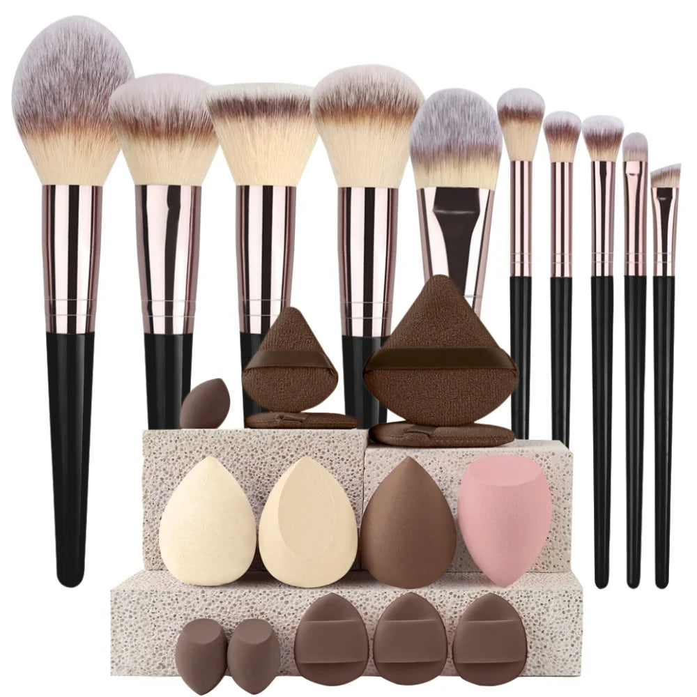 3-20pcs Makeup Brushes Set Kabuki Blending Beauty Tools for Foundation Concealer Powder Eyeshadow Blush Cosmetic Beauty Tool Vue 10BK-14BR