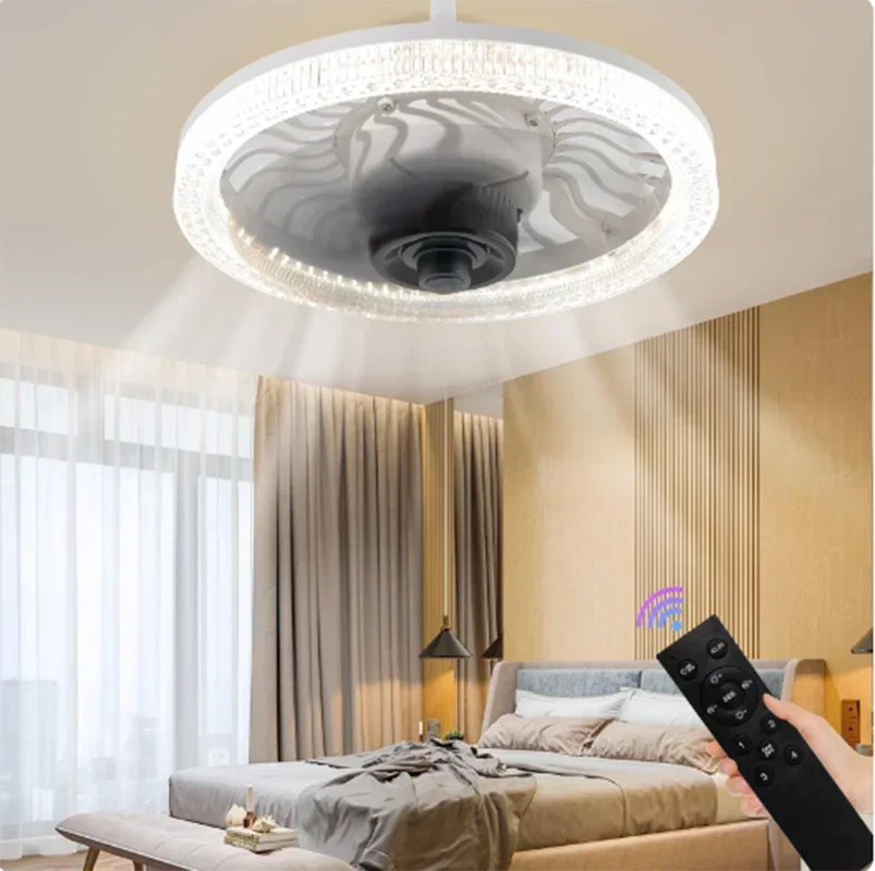 Smart Remote Control Ceiling Fan with LED Lighting Ceiling Fan with Lights Remote Control E27 Converter Base for Living Room Vue