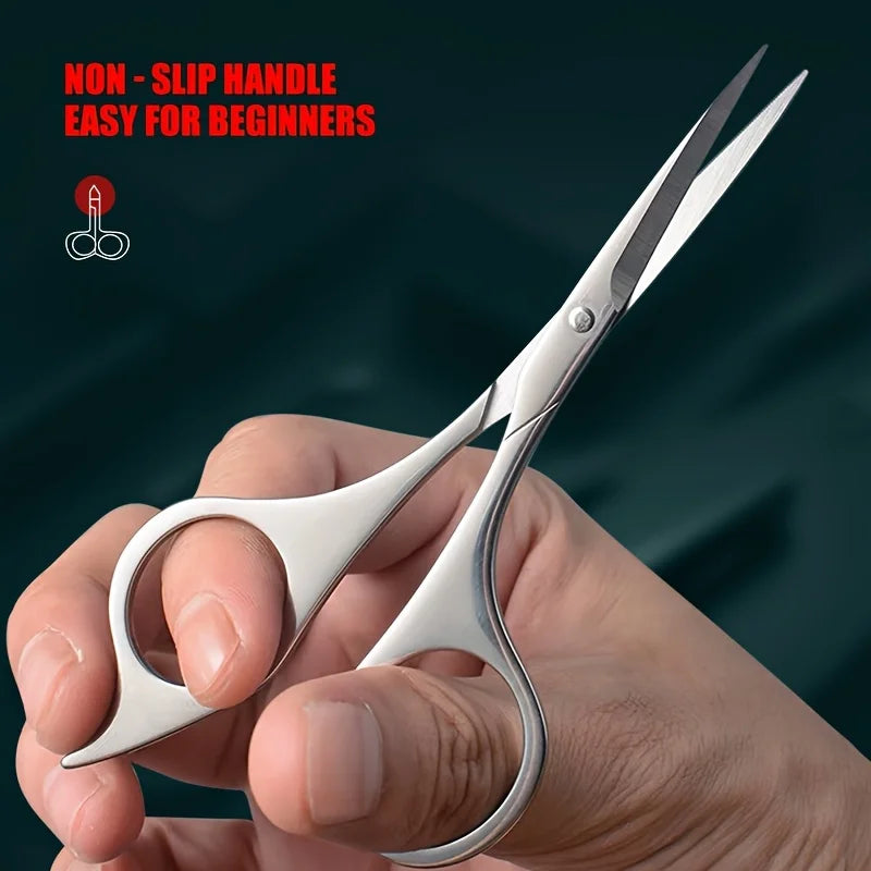 Professional Stainless Steel Scissors, Ergonomic Design, High Precision Blade, Sharp and Durable, Suitable for Eyebrow Trimming Vue