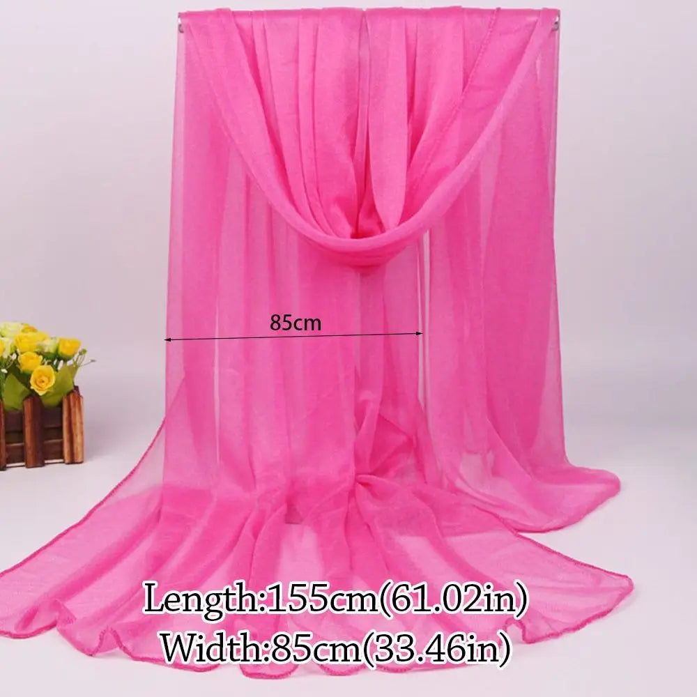 Summer Lightweight Silk Scarf Soft Anti-UV Shawls Breathable Pashmina