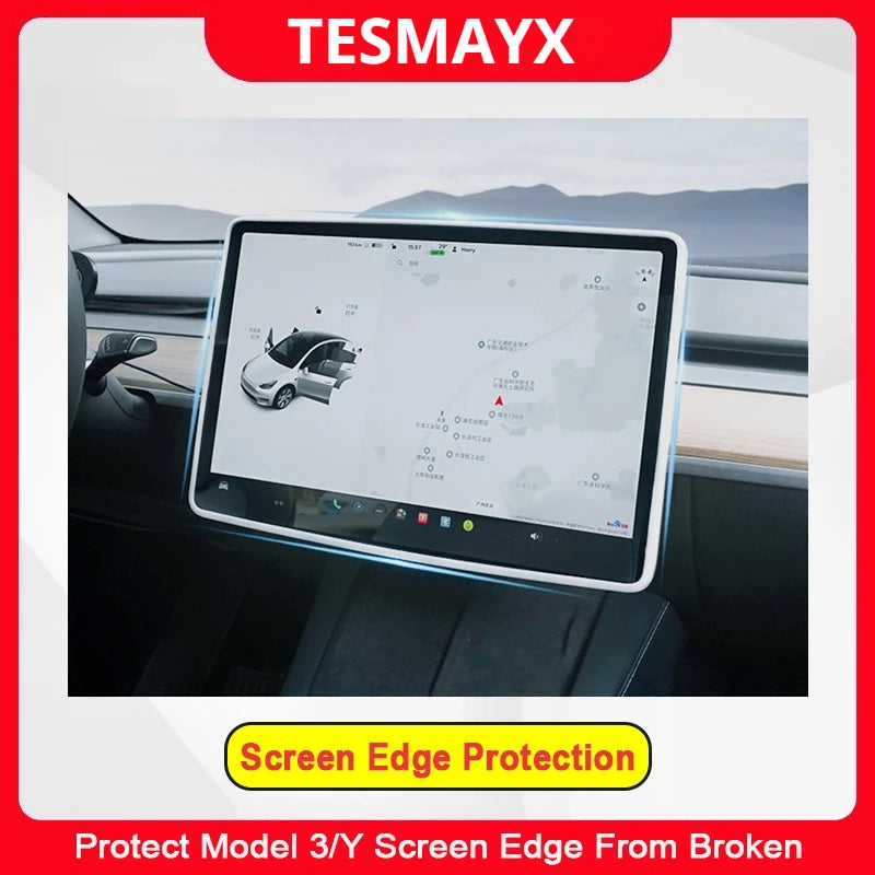 For Tesla Model 3/Y Juniper 2025 Silicone Protective Frame Edge Cover Central Control Display Screen Protector Car Accessories Vue