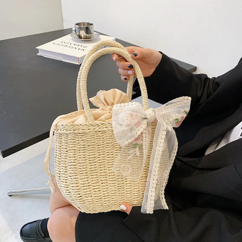 Straw Bags Women Summer Rattan Bag Handmade Woven Beach Bohemia