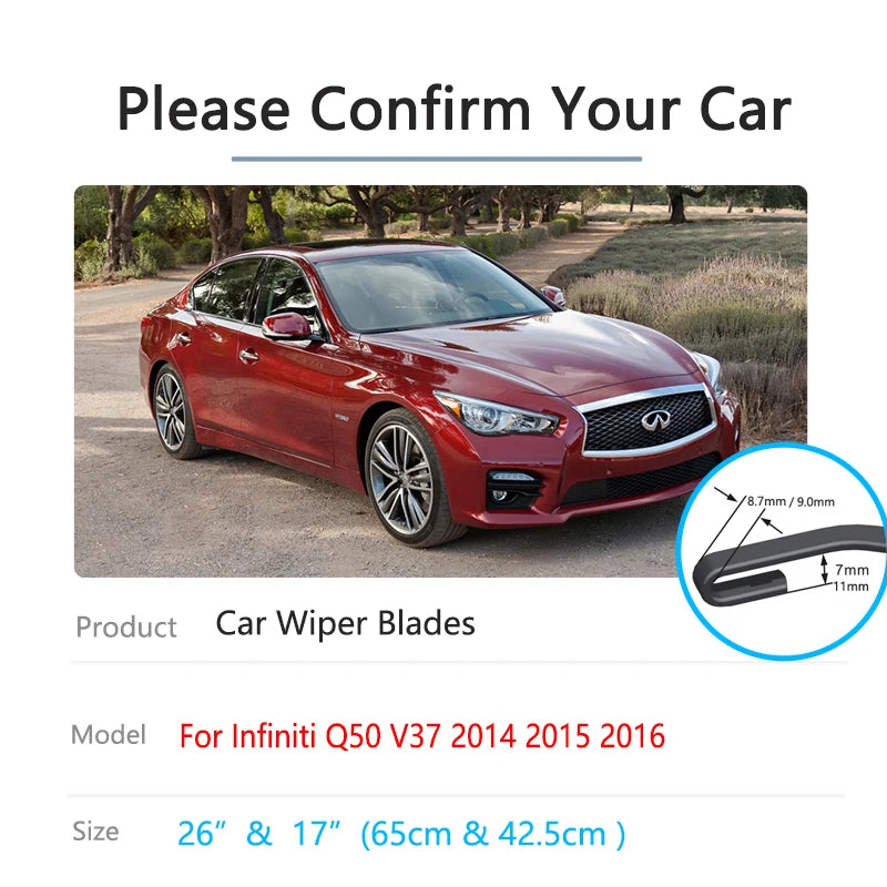 Front Wiper Blades for Infiniti Q50 V37 & Nissan Skyline 2014–2016 Front Wiper Blades Vue