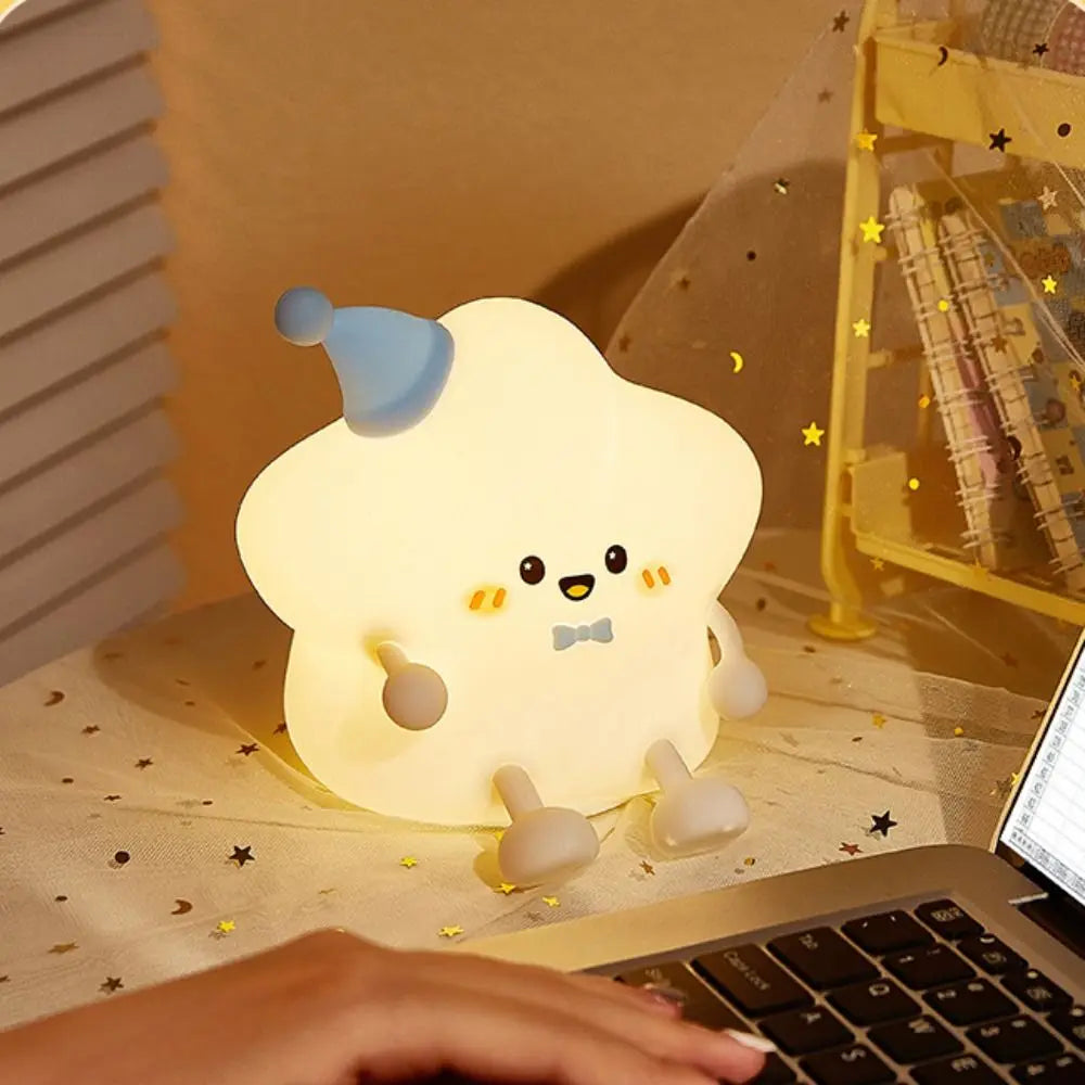 Rechargeable USB LED Star Night Light Colorful Light Soft Silicone Sleeping Lamp Glowing Effect Remote Control Touch Table Lamp Vue