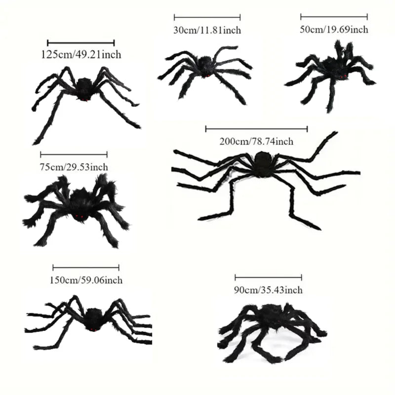 Halloween Big Plush Spider Horror Halloween Decoration Party Prop Outdoor Giant Spider Decor 30-200cm Chamber Prank Black Spider Vue