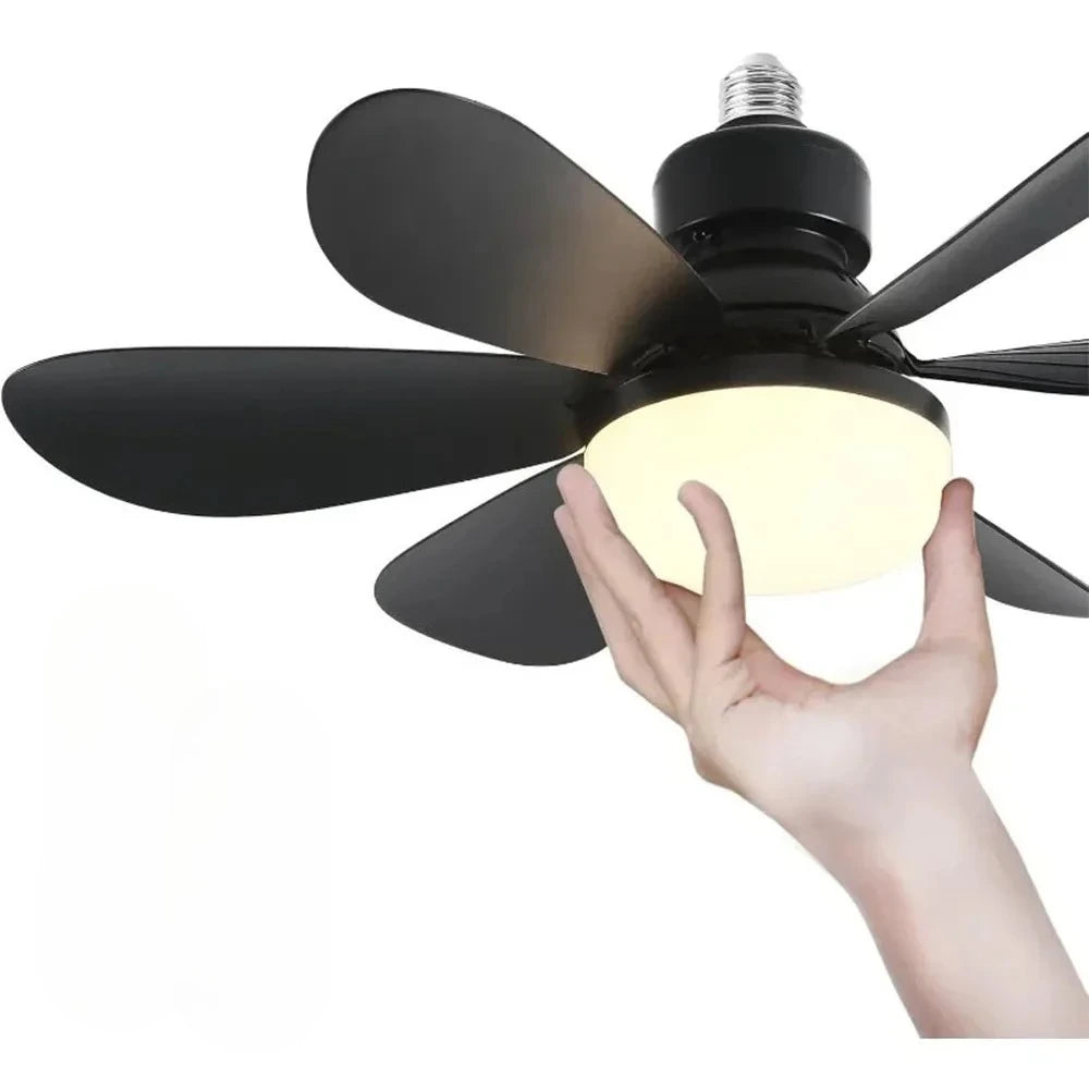 40W Ceiling Fan with Light E27 Fan Light with Remote Control Super Quiet Socket Ceiling Fan for Bedroom Kitchen Home Lighting Vue black