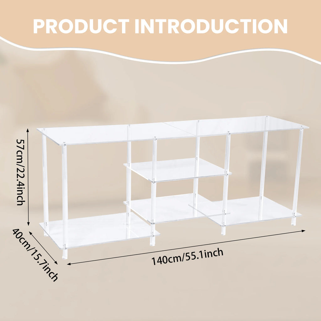 APWIKOGER 55" Clear Acrylic TV Stand for TVs Up To 60 Inch Acrylic TV Stand Vue