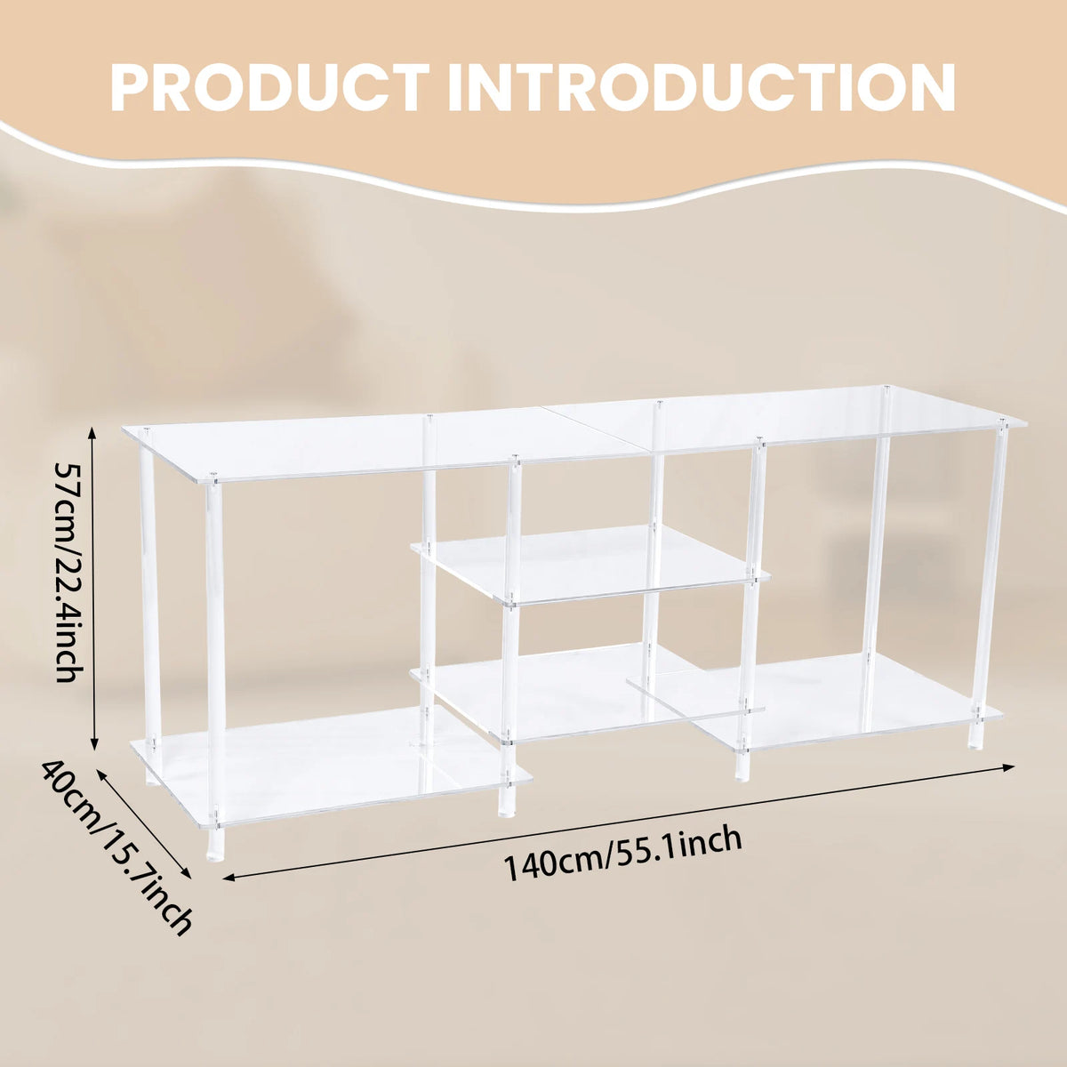 APWIKOGER 55" Clear Acrylic TV Stand for TVs Up To 60 Inch Acrylic TV Stand Vue