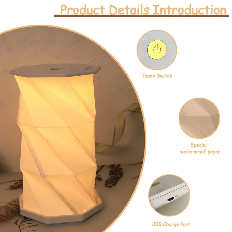 Rotating Night Light Creative Foldable Atmosphere Light Bedroom Bedhead Decoration Gift Book Light LED Table Light Vue tri-color dimming