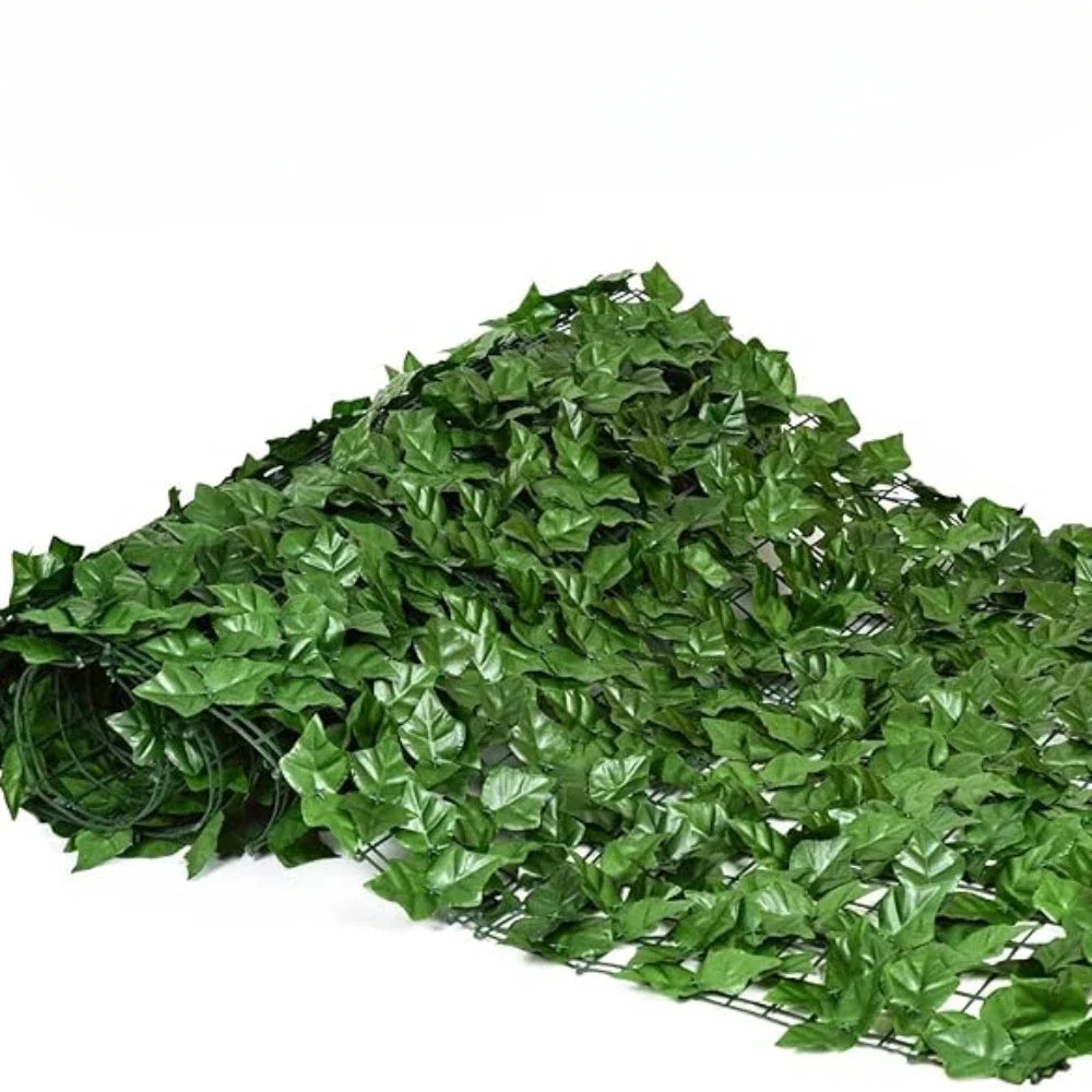 50X100cm Hedge Screen Artificial Ivy Privacy Fence Panel Realistic Green UV Resistant Leaf Wall for Outdoor Balcony Pool Fencing Vue