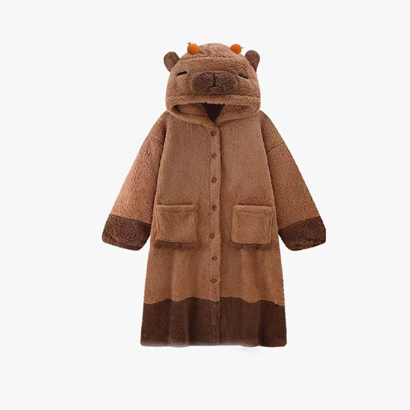 Winter Capybara Cosplay Costume Robes Adult Kigurumi Unicorn Onesie Anime Nightgown Christma Cartoon Women Men Pajamas Sleepwear Vue robe XL