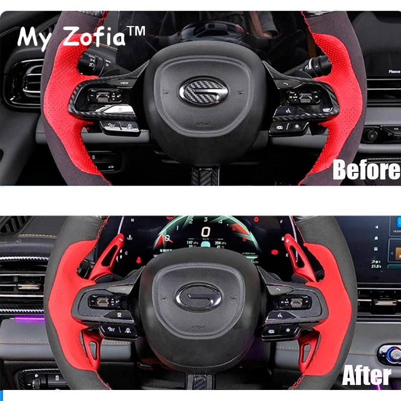 For New DODGE Attitude GT GAC Empow 2024 2025 Carbon Fiber Cover Steering Wheel Paddle Shifter Aluminum Alloy Decor Accessories Vue