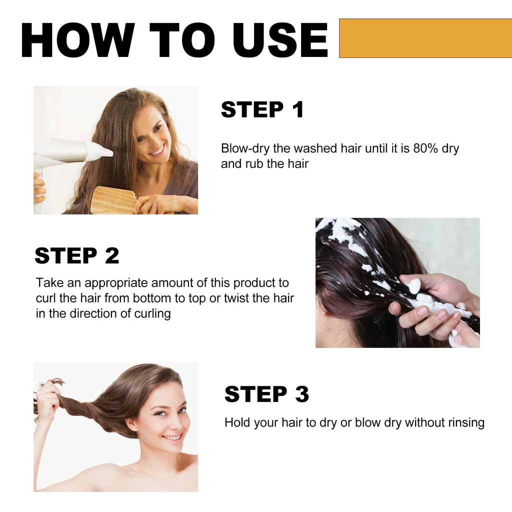 Hoegoa Moroccan curly hair moisturizing mousse: curly hair volumizing, shiny, natural, fluffy, styling & caring conditioner Vue