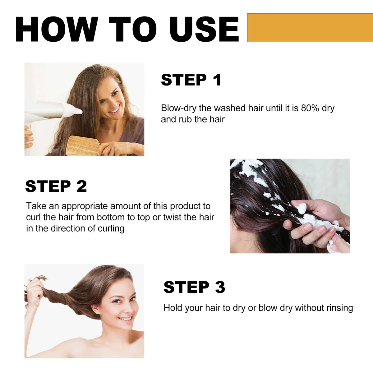 Hoegoa Moroccan curly hair moisturizing mousse: curly hair volumizing, shiny, natural, fluffy, styling & caring conditioner Vue