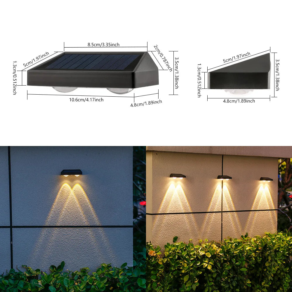 2/3Led Solar Powered Outdoor Lights Automatic Waterproof for Wall Deck Patio Steps Yard Garden LED Landscape Lighting Fixture Vue Warm-2LED-2PCS