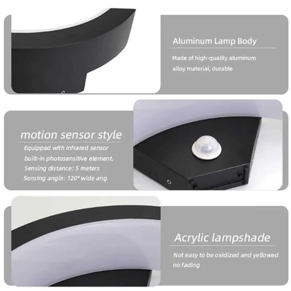Modern Design LED Wall Lamp Motion Sensor Waterproof Waterproof Wall Light Induction LED Intelligent Induction Lamp Outdoor Use Vue