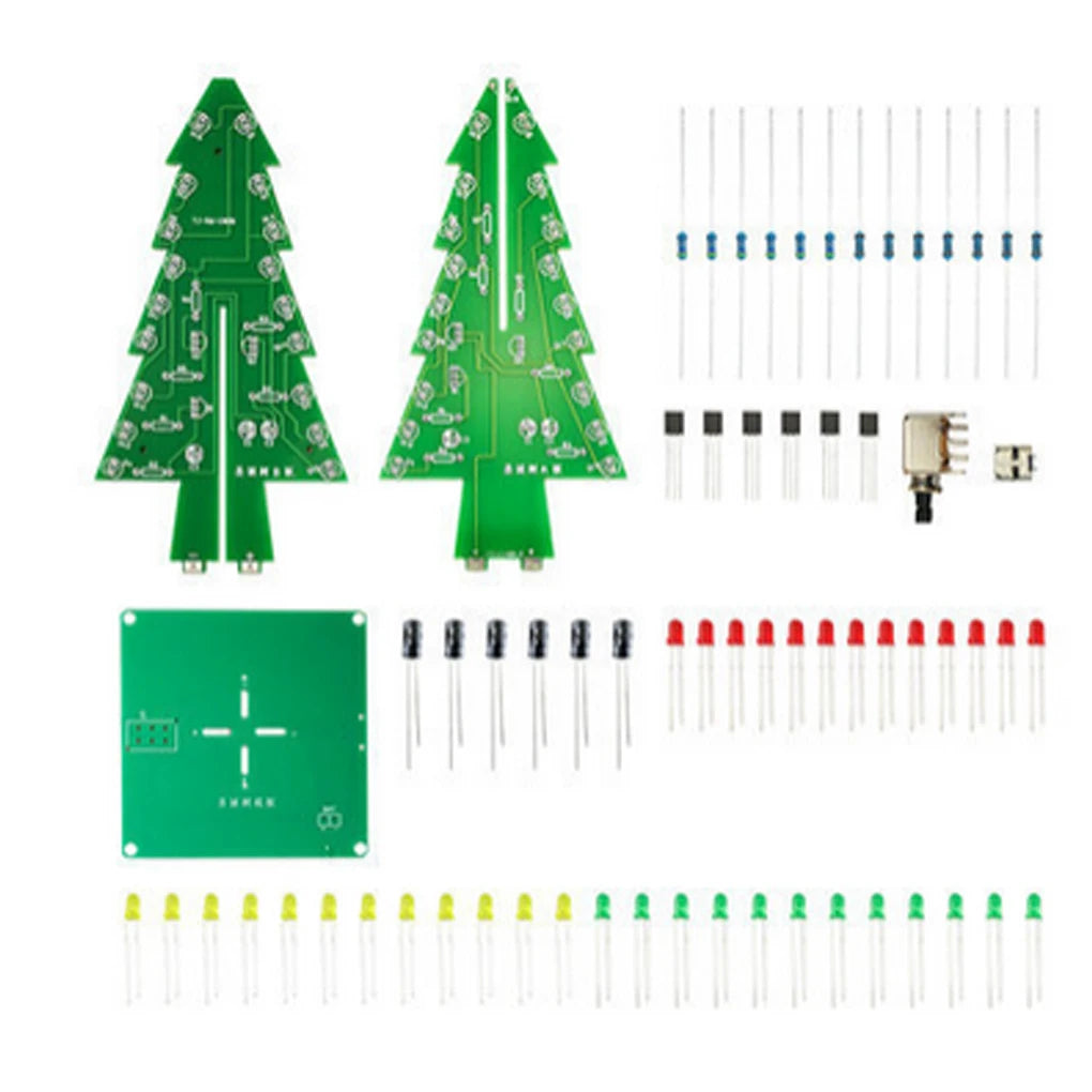 3D Christmas Tree LED DIY Circuit Kit – Flashing Holiday Lights DIY Electronics Kit Vue