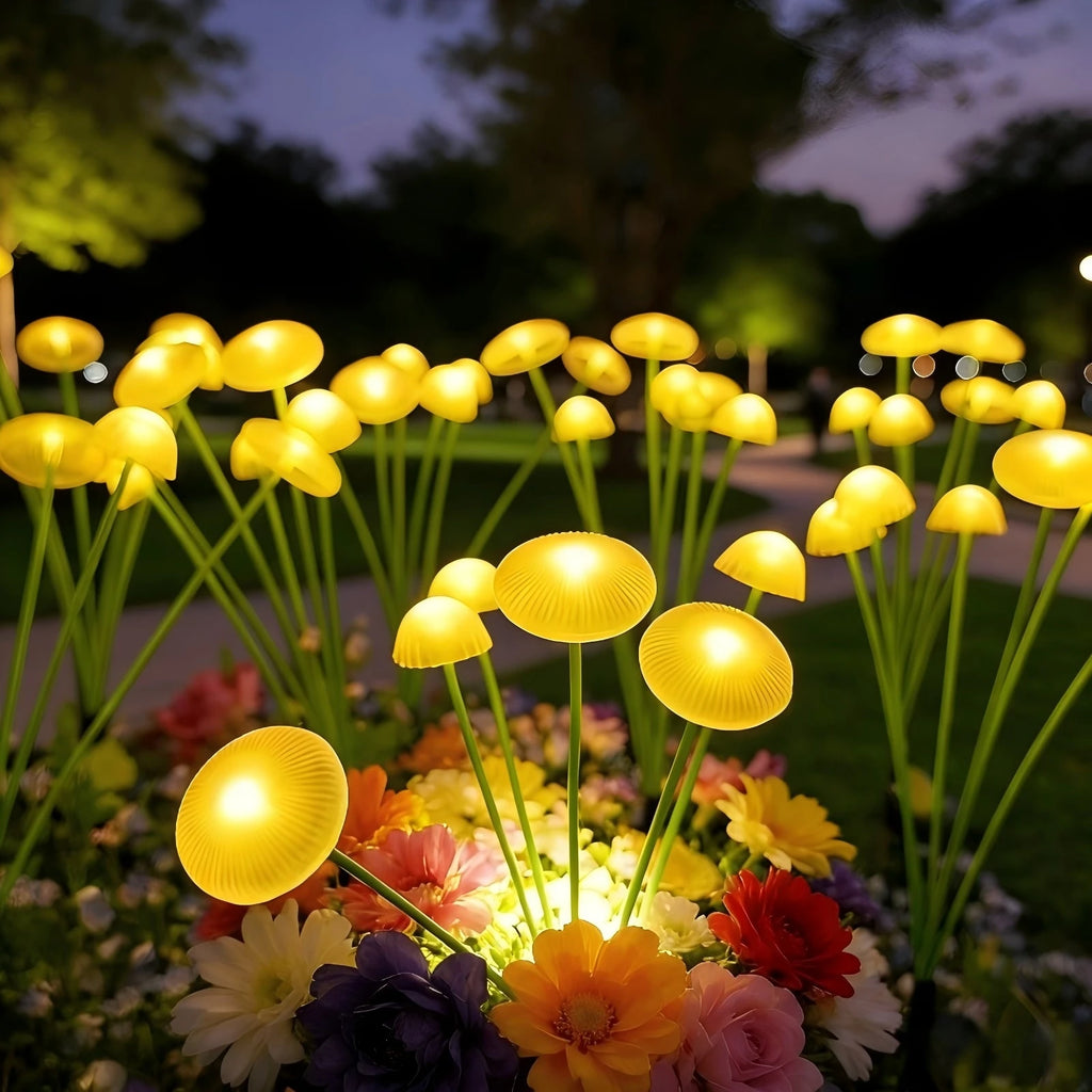 Solar Powered Jellyfish Garden Stake Lights Flexible Swing LED Lamp, Waterproof Outdoor Fairy Landscape Decor Lights Vue Warm White 1pc8head