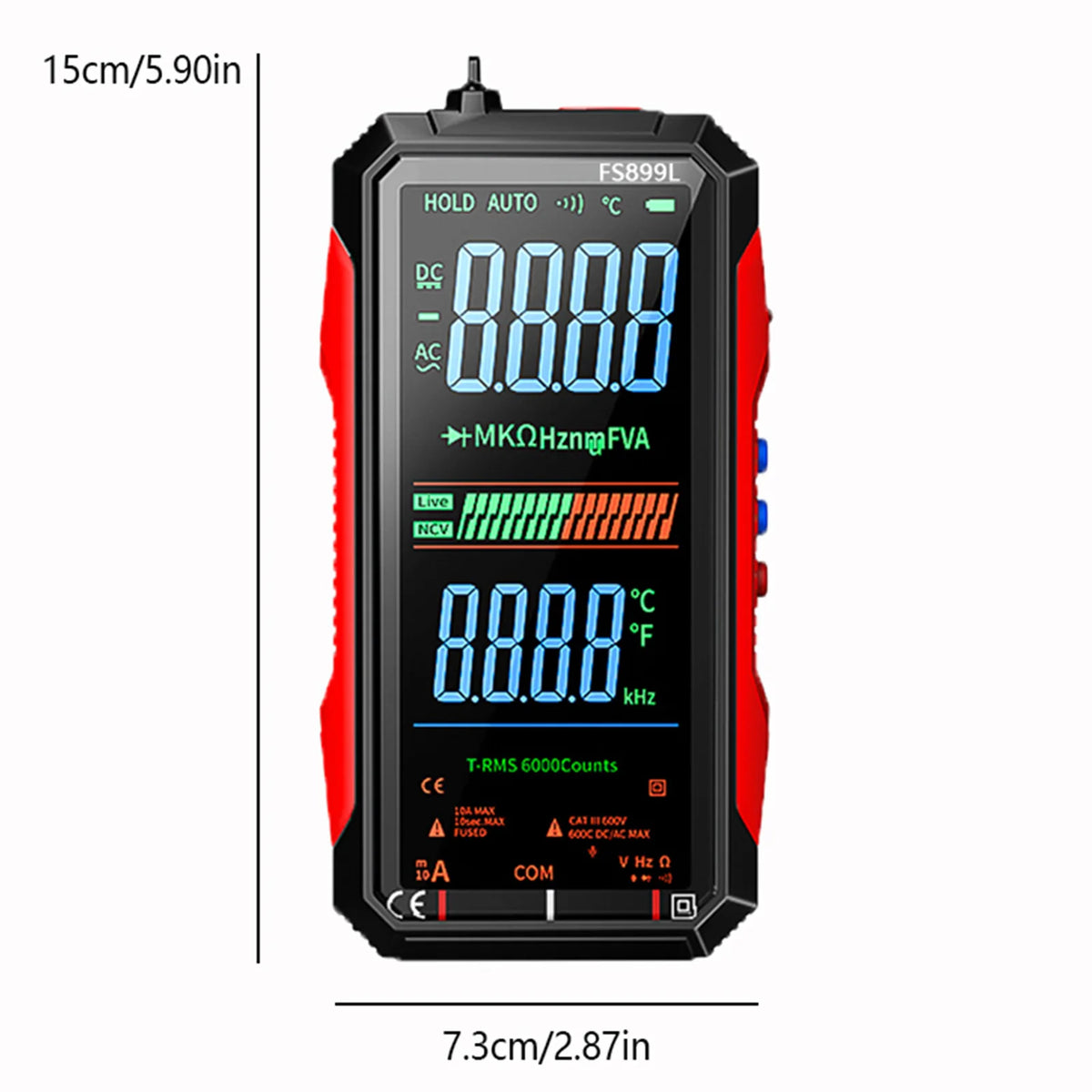 Smart Digital Multimeter 6000 Counts True RMS USB-C Rechargeable Digital Multimeter Vue