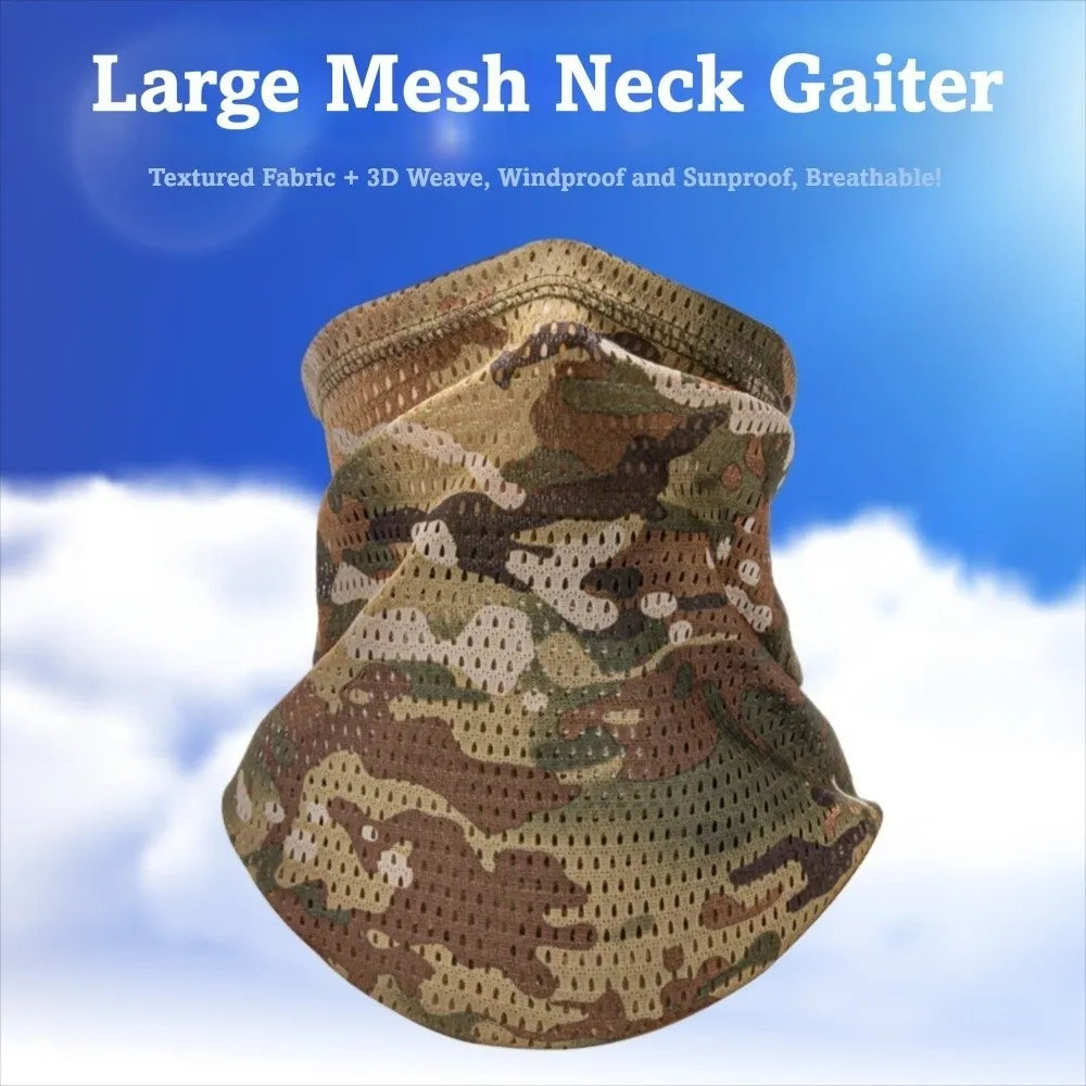Multi-Functional Large Mesh Holes Face Towel Stretchy Fabric Neck Gaiter Quick Dry Breathable Sunshade Collar Outdoor Sports Vue