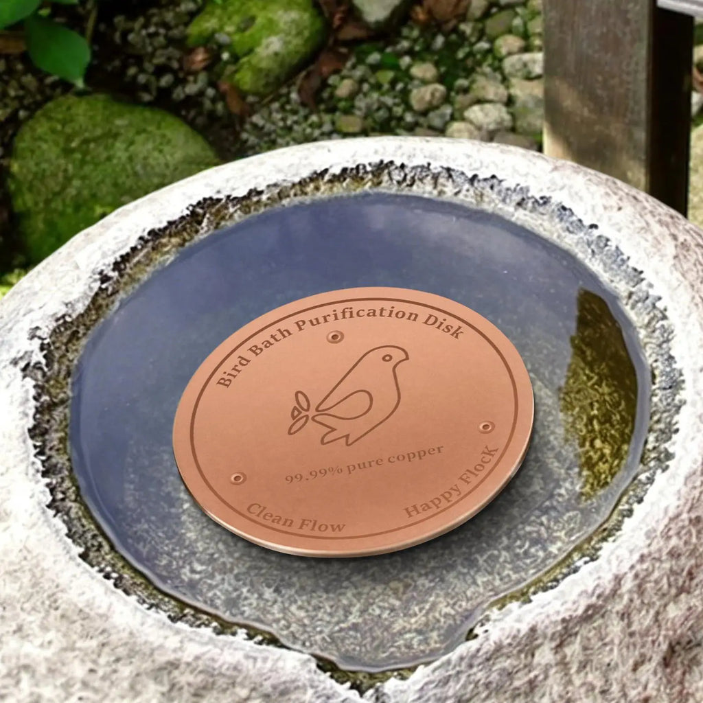 Copper Bird Bath Disc Triple-Point Support Birdbath Water Plate Cleaner Copper Cleaning Discs for Outdoors Porch Courtyard Vue