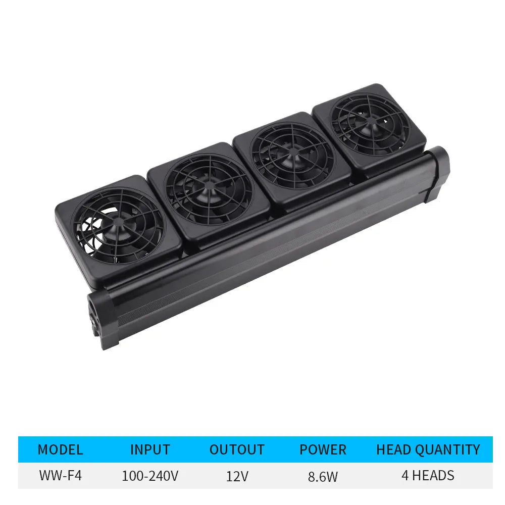 1-6 Heads 100V-240V Aquarium Cooling Fan Adjustable Aluminum Alloy Fish Tank Cooling Fan for Aquarium Fish Tank Chillers 어항 히터 Vue WW-F4 UK Plug