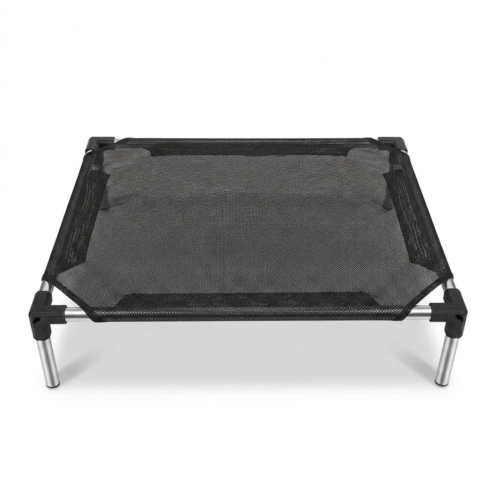 Breathable Mesh Elevated Dog Bed Waterproof Moisture-Proof Pet Cat Cot Non-Slip Chew Proof Cat Hammock Outdoor Indoor Use Vue Black-S