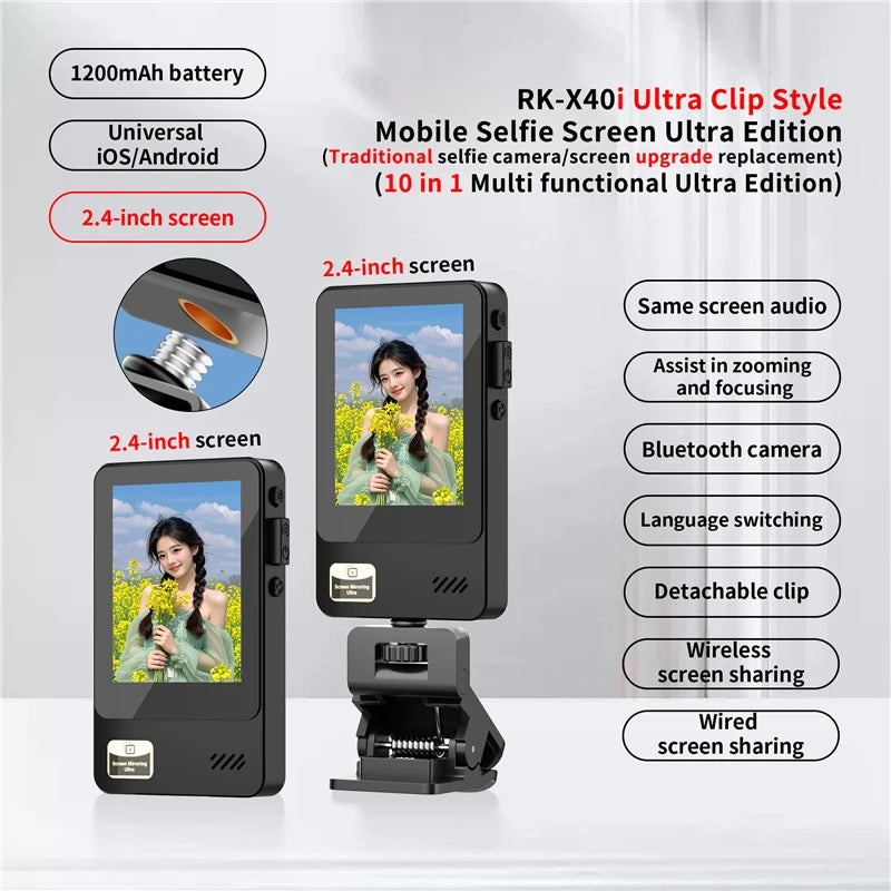 Smartphone Wireless Magnetic Monitor Screens Device Rear Camera Selfie for Phone Vlog Live Stream Video Recording Screen Phone Vue
