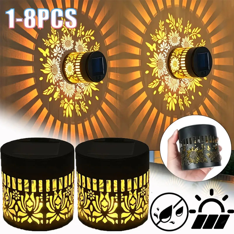 1-8PCS Solar Flower Sun Wall Lantern Outdoor Waterproof Garden Decorative Landscape Sconce for Yard Fence Home Exterior Vue